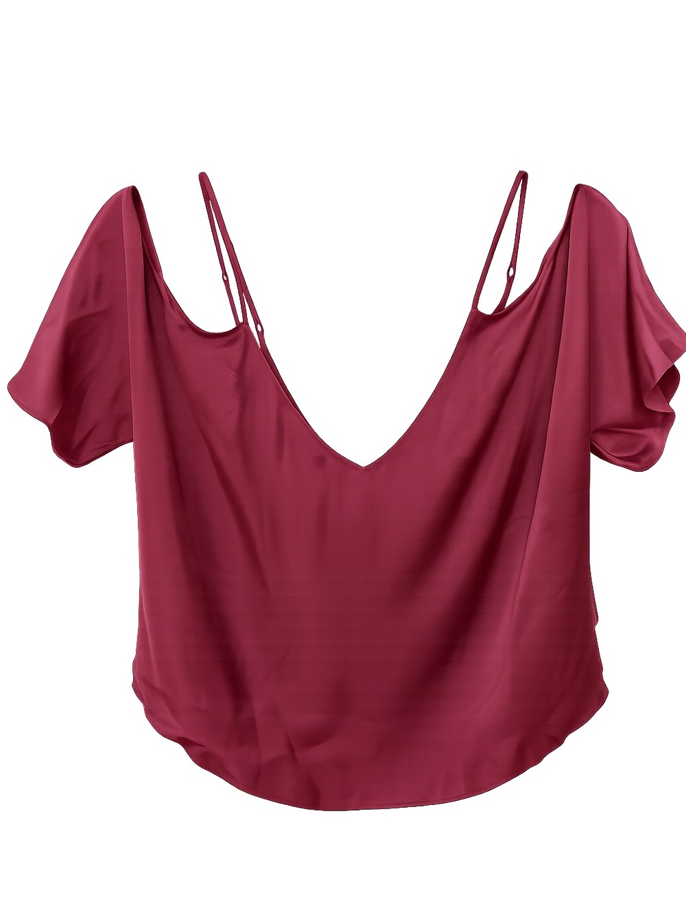 Wilfred Aritzia Burgundy Cupro Satin Cold-Shoulder Blouse Size S